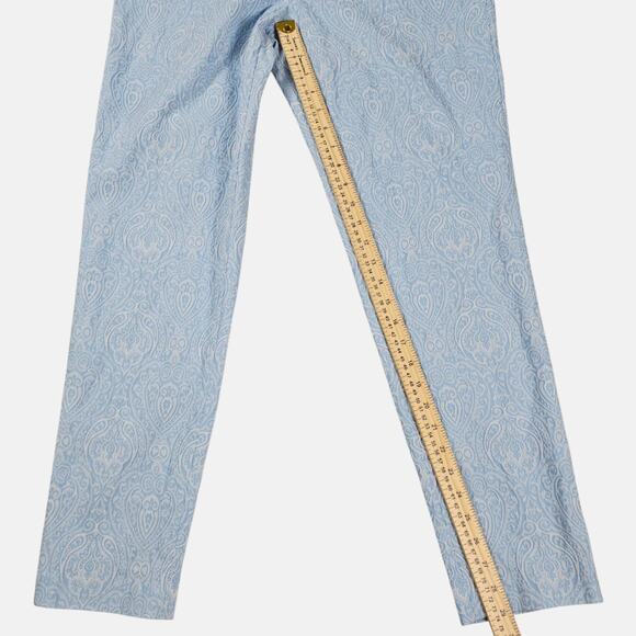 J McLaughlin Pants Womens Size 10 Blue White Jacquard Stretch Casual Career - Picture 13 of 14
